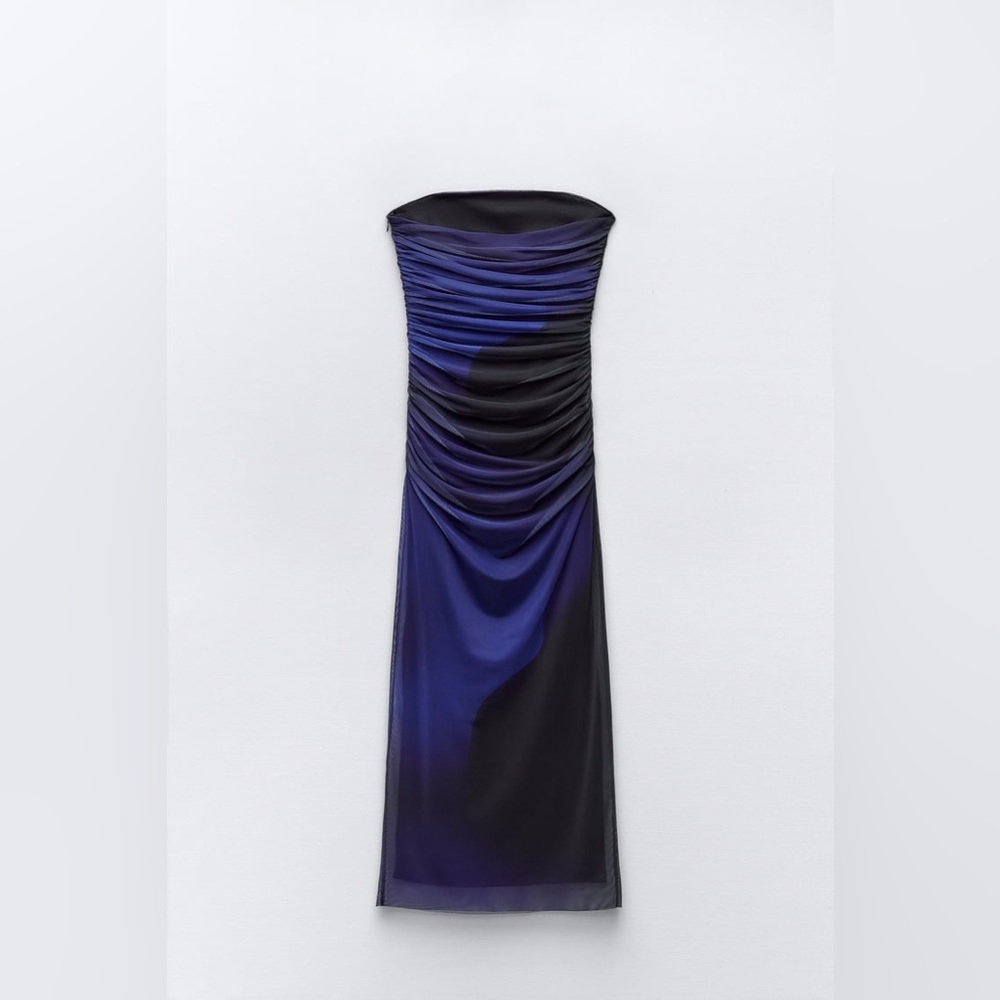 ZARA STRAPLESS PRINTED TULLE DRESS - Picture 4 of 9